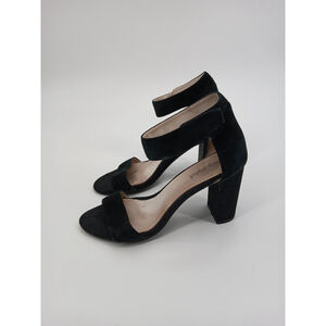 Jeffrey Campbell Lindsay Black Suede Block Heels Women's 8.5 Ankle Strap